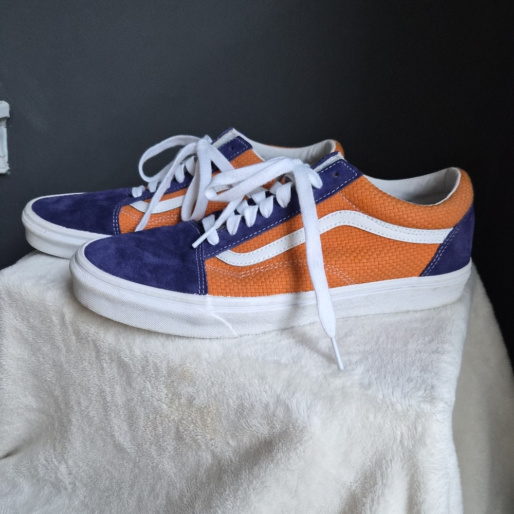 ​VANS Old Skool Woven Suede Sneakers - Orange & Purple - Men's 10 / Women's 11.5